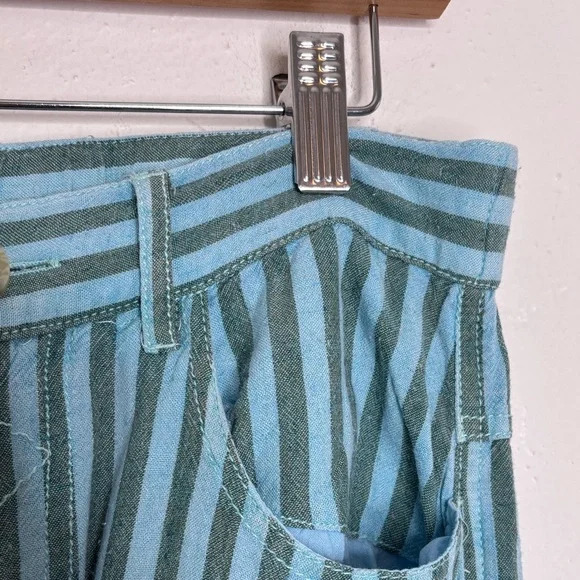 Urban Outfitters Alexandra Blue Green Striped Linen Cargo Pants Size Small - Picture 5 of 13